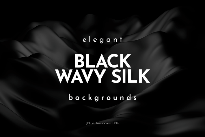 Elegant Black Wavy Silk Backgrounds