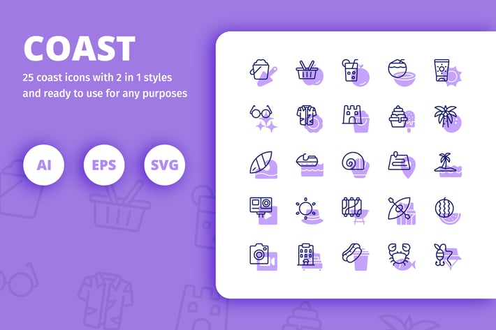 Coast Icons (Line and Solid)