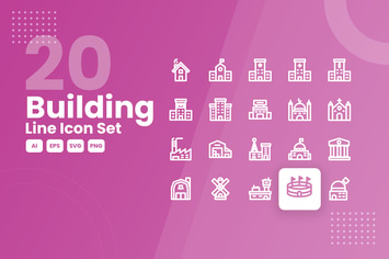 20 Building Line Icon Set