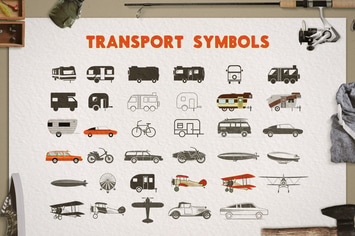 Transportation Silhouette / Color Symbols / Icons