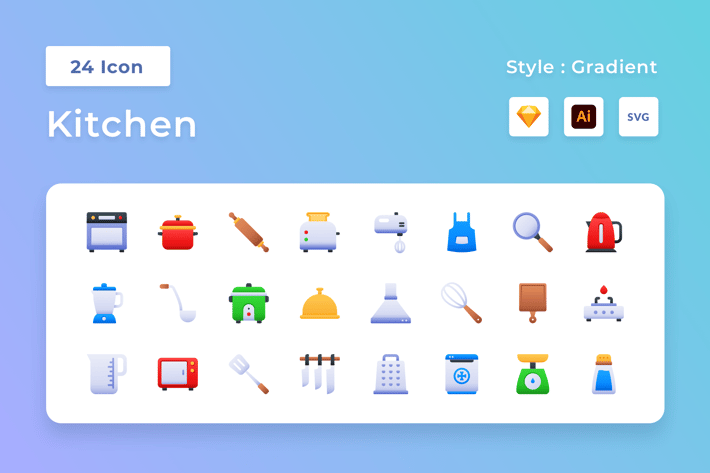 Kitchen Gradient Icon Set