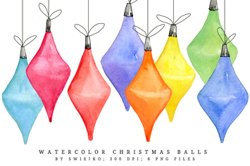 Watercolor Christmas Balls I