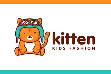 Cartoon Cute Kitten Character Mascot Logo
