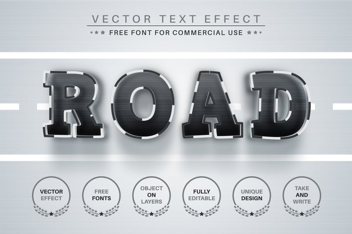 Road - Editable Text Effect, Font Style