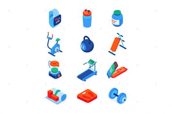 Sport and fitness - modern isometric icons set