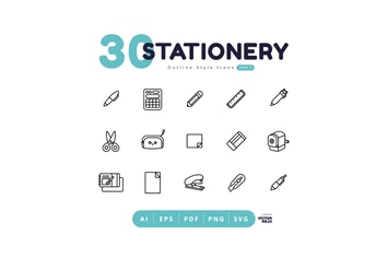 Stationery Icons Outline Style - Part 1