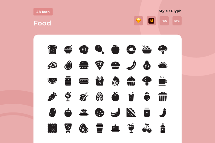 Food And Drink Glyph Style Icon Pack