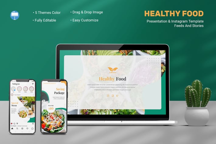 Healthy Food - Keynote  & Instagram Template