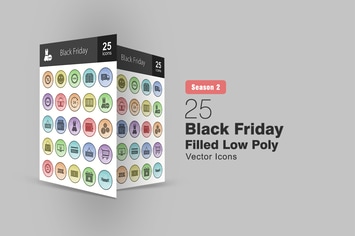  25 Black Friday Filled Low Poly Icons