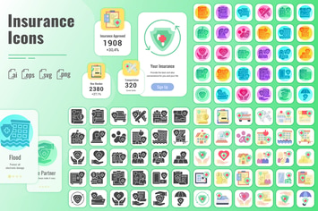 30 Solid Iconset Insurance with 3 styles
