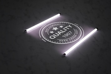 Logo in the light of fluorescent lamps - mockup