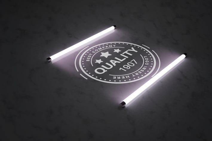Logo in the light of fluorescent lamps - mockup