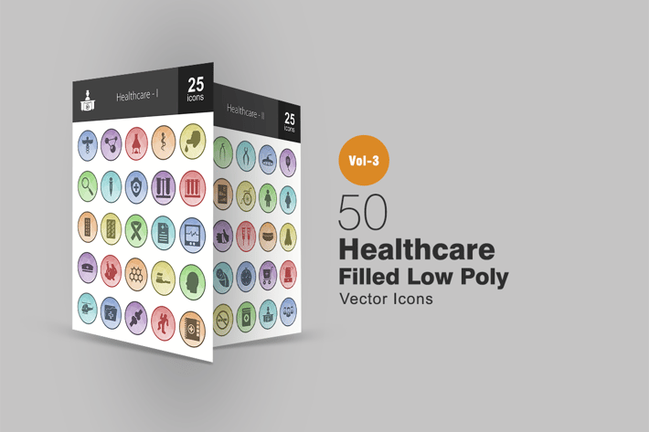 50 Healthcare Filled Low Poly Icons