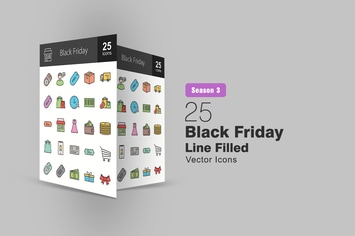 25 Black Friday Filled Line Icons