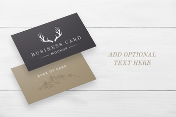 White Wood Business Card Mockup