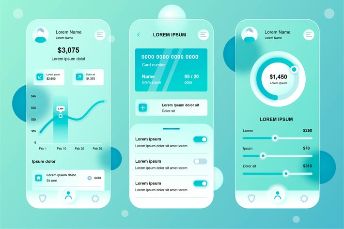 Banking Glassmorphic Mobile App UI Kit