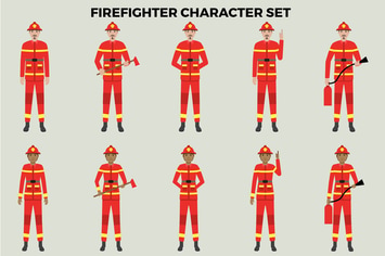 Firefighter Character Set – Illustrations