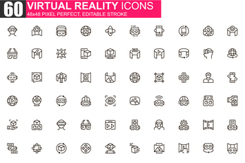 Virtual Reality Thin Line Icons Pack