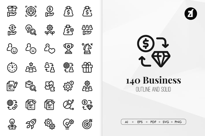 140 business elements in minimal design