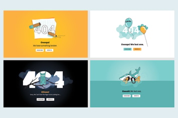 Set of flat designs for 404 error page
