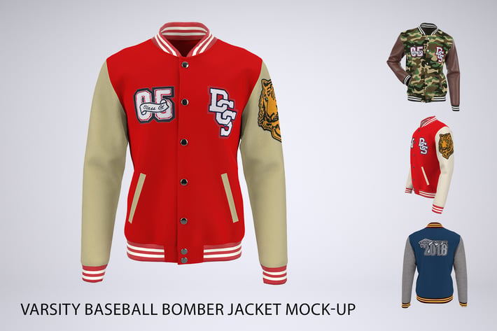 Varsity Baseball Bomber Jacket Mock-Up