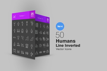 50 Humans Line Inverted Icons