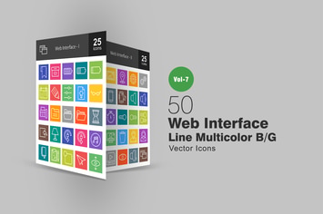 50 Web Interface Line Multicolor B/G Icons