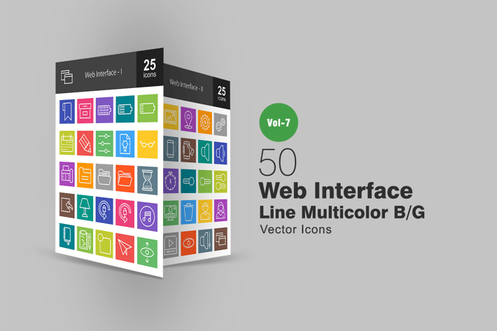 50 Web Interface Line Multicolor B/G Icons