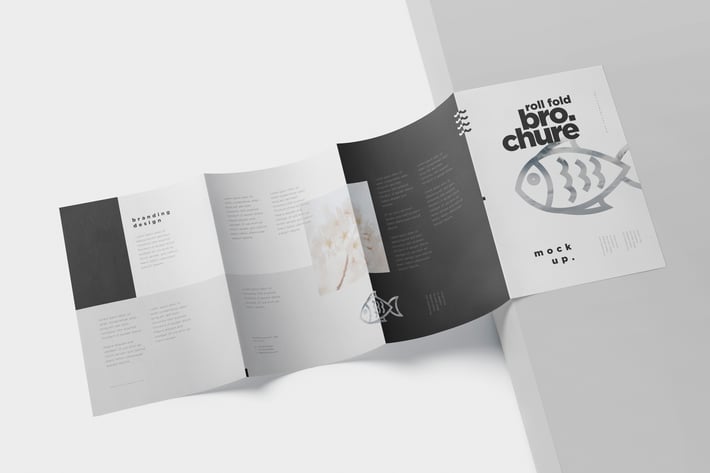 Roll Fold Brochure Mockup Set - Din A4 A5 A6