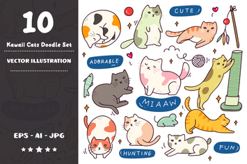 Kawaii Cats Doodle Set