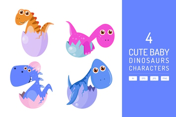 Cute Dino Baby with Eggs Hatch Vol.2