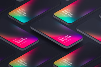 iPhone 12 isometric Clay Mockup