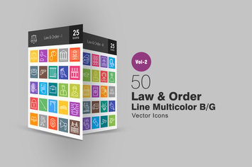 50 Law & Order Line Multicolor Icons