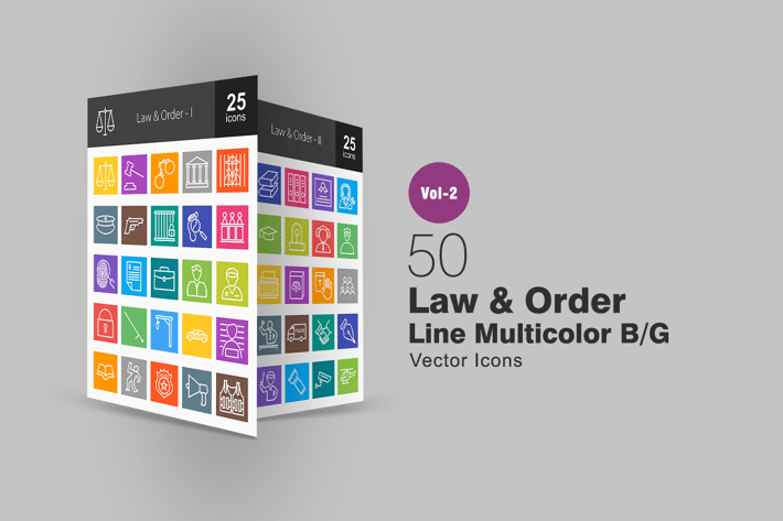 50 Law & Order Line Multicolor Icons