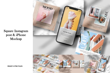 Square Instagram post & iPhone - Mockup