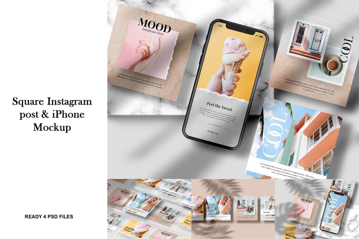 Square Instagram post & iPhone - Mockup