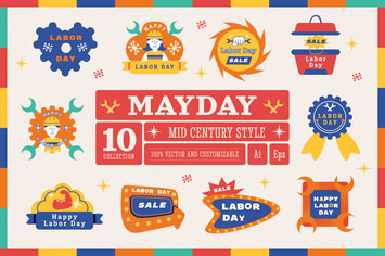 Mid Century Mayday Illustration Set