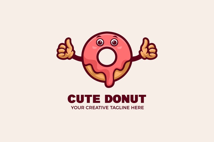 Cute Doughnut Bakery Cartoon Mascot Logo Template