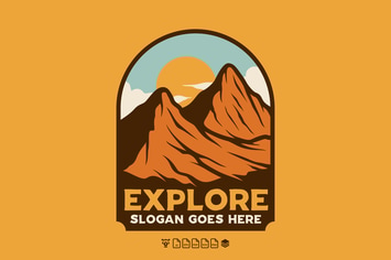 Hand Drawn Badge Mountain Logo
