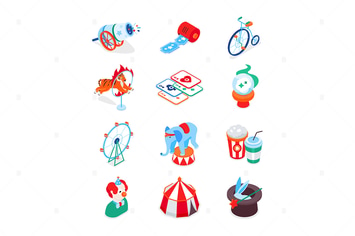 Amusement Park - Isometric Icons