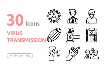 30 Virus Transmission Icons