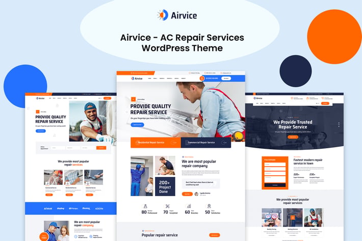 Airvice - AC Repair Services WordPress Theme   