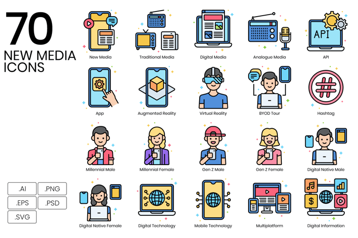 70 New Media Icons