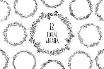 Hand Drawn Floral Wreaths