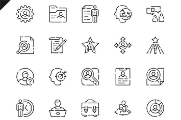 Simple Set Head Hunting Line Icons