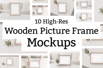 10 Wooden Picture Frame Mockups