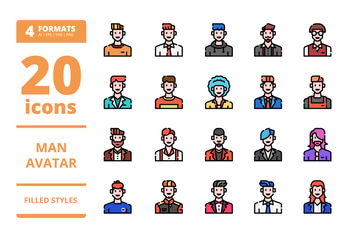 Man Avatar Filled icons packs