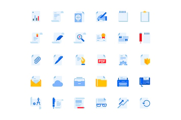 Office and Management Document Icons Set