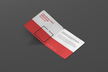 Square Bi-Fold Brochure Mock-Up - Round Corner