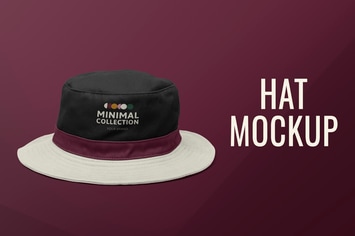 Editable bucket hat mockup psd apparel ad